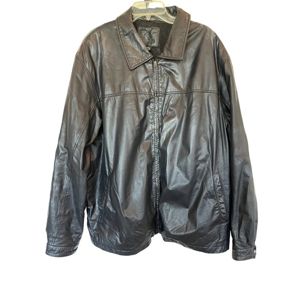 KB Knightsbridge Genuine Leather Black Jacket Rose Cross back Size XLarge - Picture 1 of 9